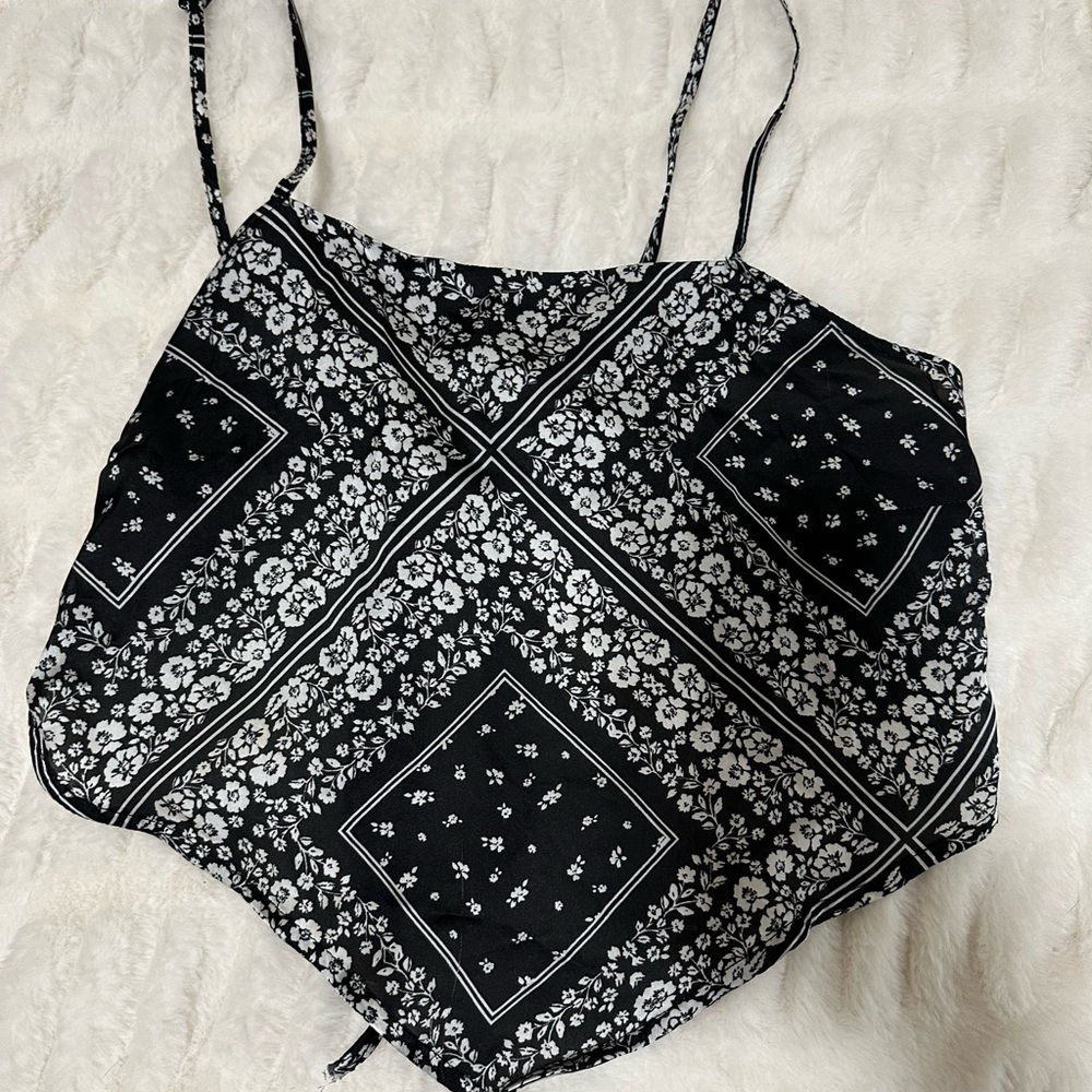 Floral Black and White Bandana Women's Top